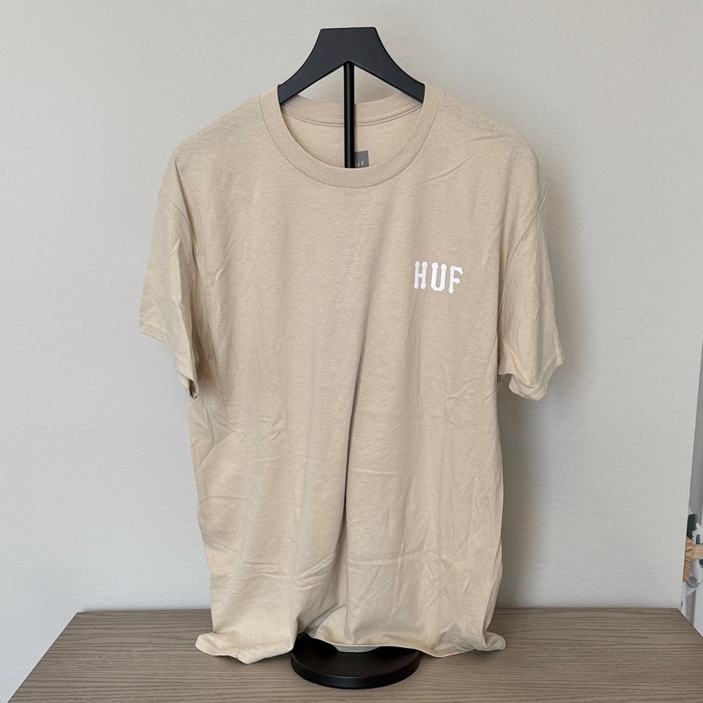 HUF Beige Cotton Tee - Picture 1 of 4
